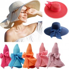 New Mujer&apos;s Ladies Wide Large Brim Floppy Folding Summer Beach Sun Hat Straw Cap  eb-31134211